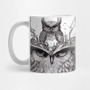 Owl Bird Wild Nature Illustration Line Epic Illustration Line Art Mug